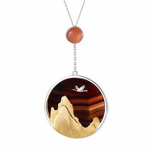 Artisan Handmade 925 Silver The Zuzu Mountain Natural Agate Necklace